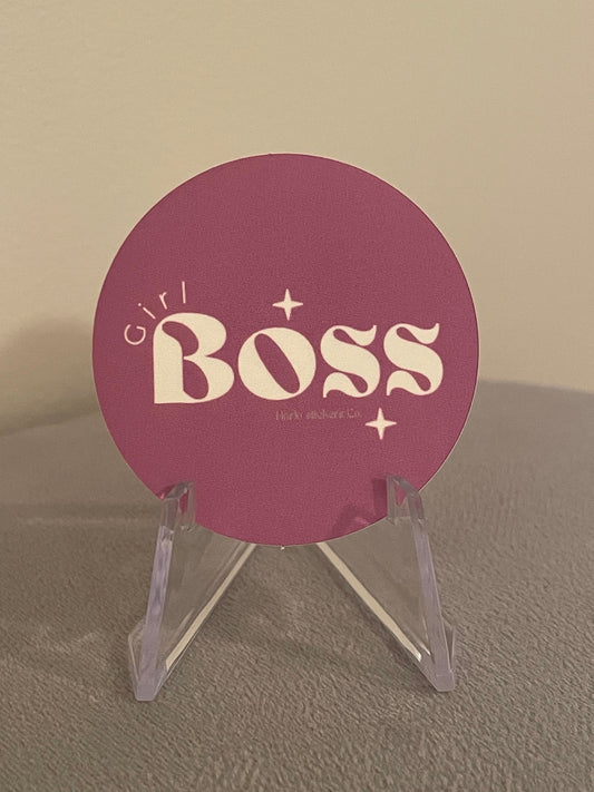 Girl boss sticker pink sticker for Laptop for Waterbottle Dark Pink Sticker