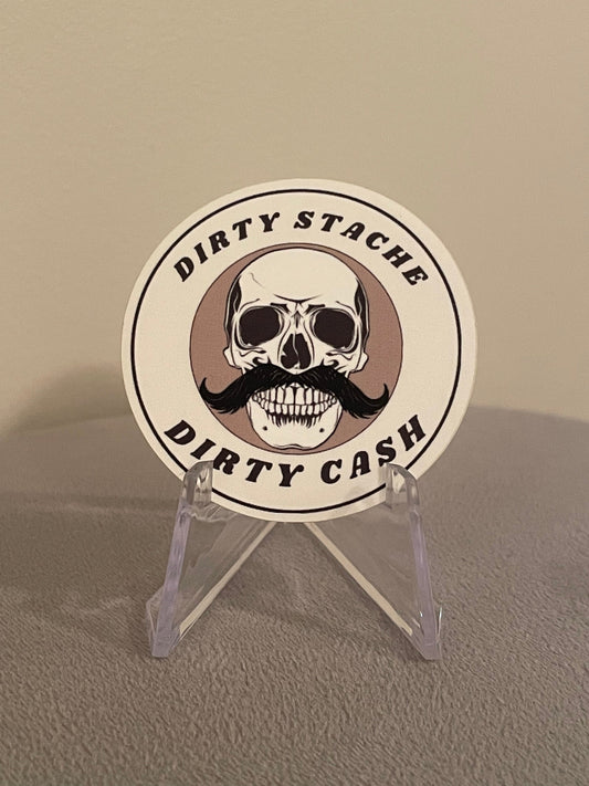 Hard hat sticker Skull with Mustache dirty hands dirty money sticker