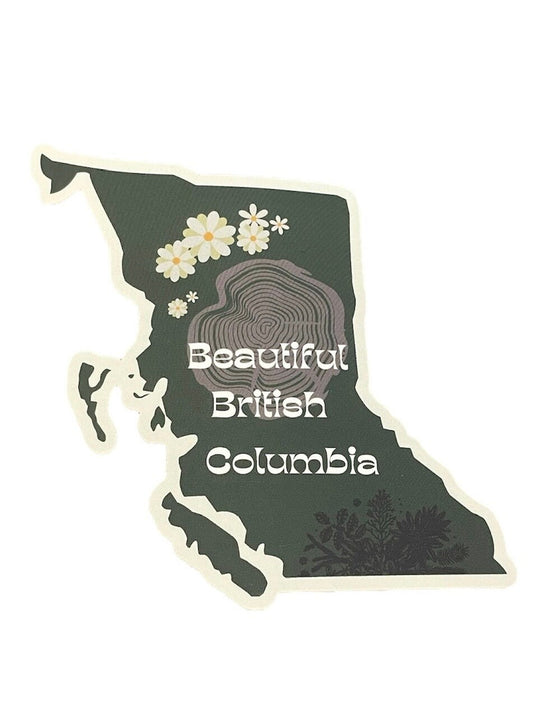 British Columbia sticker green map of BC sticker