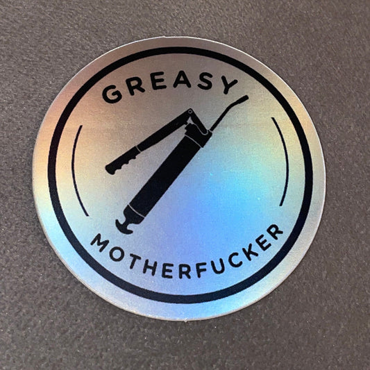 Holographic Hard hat sticker grease gun funny sticker
